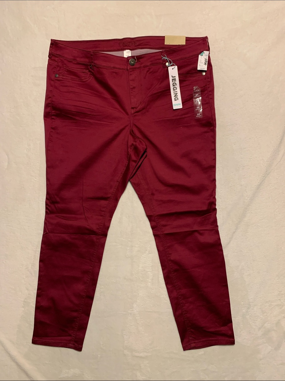 Maurices Denim Flex Jeggings 24 regular maroon new